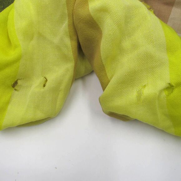 BURBERRY Fluro Lightweight Mega Check Cashmere Scarf In Bright Lemon DAMAGED - Picture 3 of 5